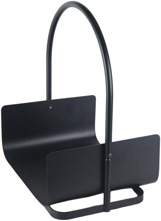 Black Firewood Rack for Indoor, Firewood Racks Holder with Log Carrier, Outdoor Wood Racks for Firewood, Heavy Duty Steel Fire Wood Storage Log Holder for Fireplace Patio 14.7" L x 11.8" W x 19.4" H