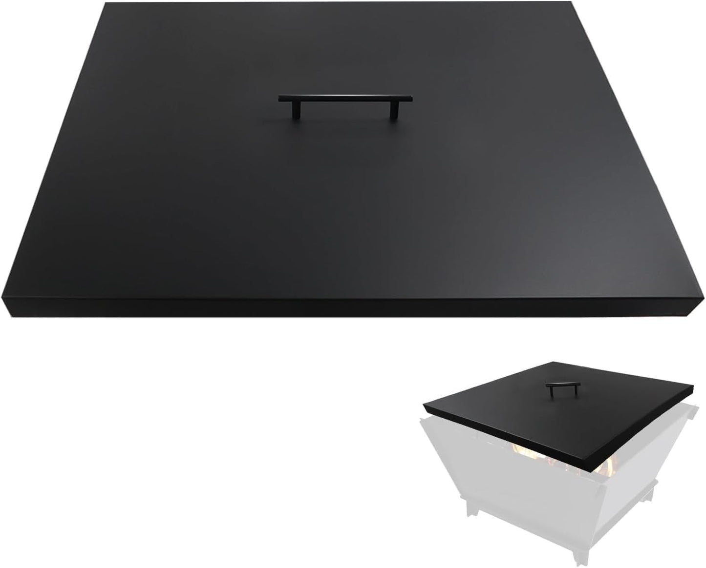 Fire Pit Cover Lid 34" x 34" Square Drop-in Outdoor Fireplace Cover Lid Multiple Sizes and Shapes Available Alloy Steel