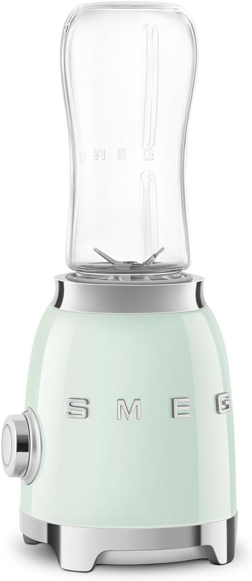 SMEG 50's Retro Style Personal Blender with Backlit Knob and Two BPA 600 ML Free bottles PBF01PGUS Pastel Green
