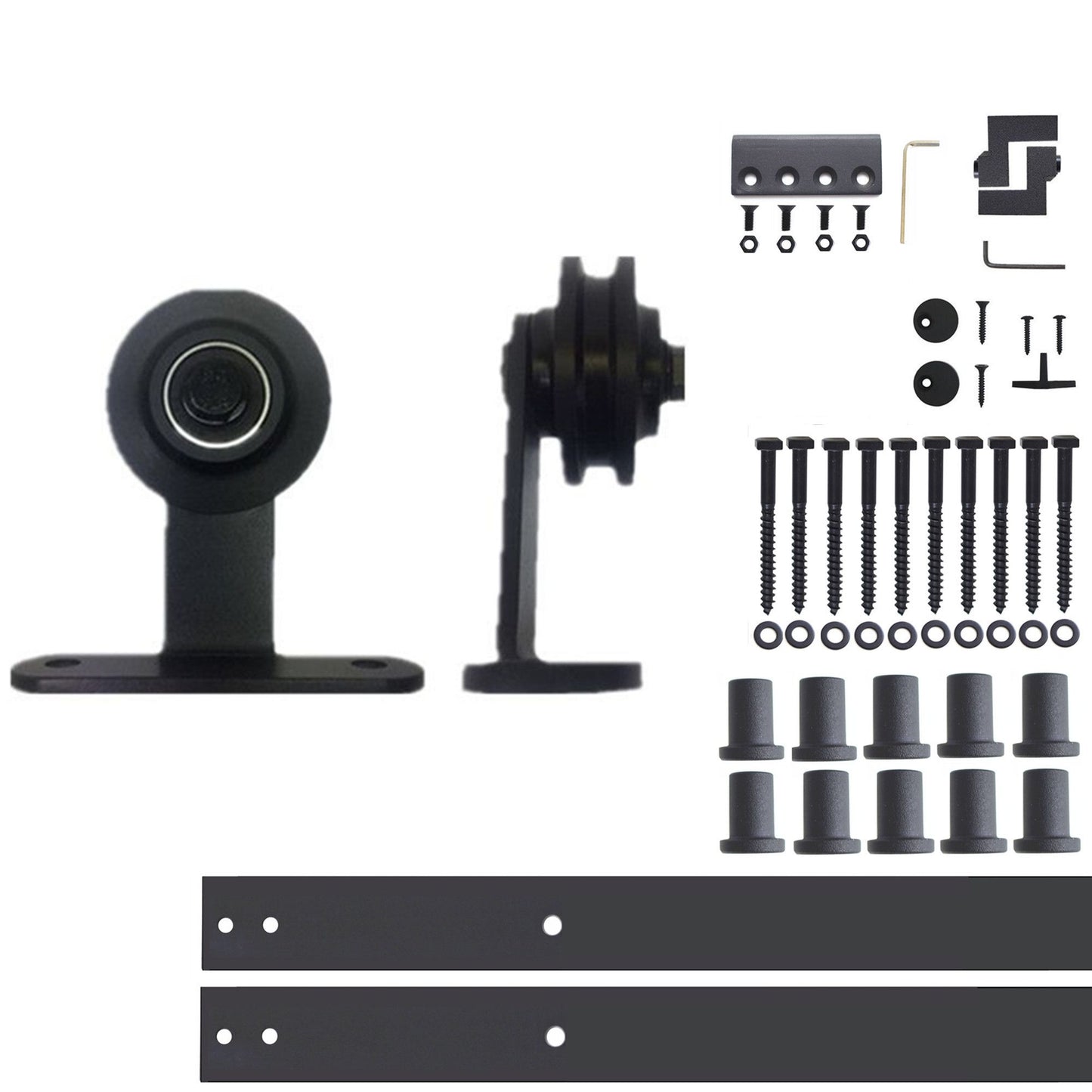 HOMACER 156-in Rustic Black Indoor Top Mount Single Barn Door Hardware Kit DZ1TGH156C