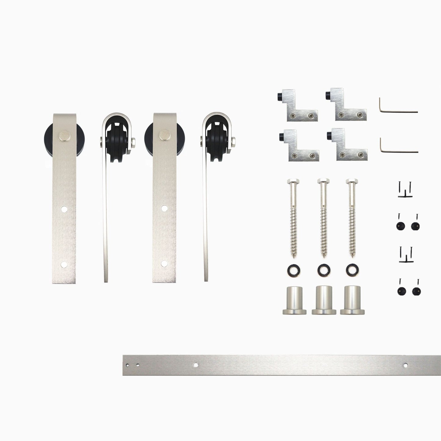 HOMACER 48-in Brushed Nickel Indoor J-strap Double Barn Door Hardware Kit YT2DNZ048C