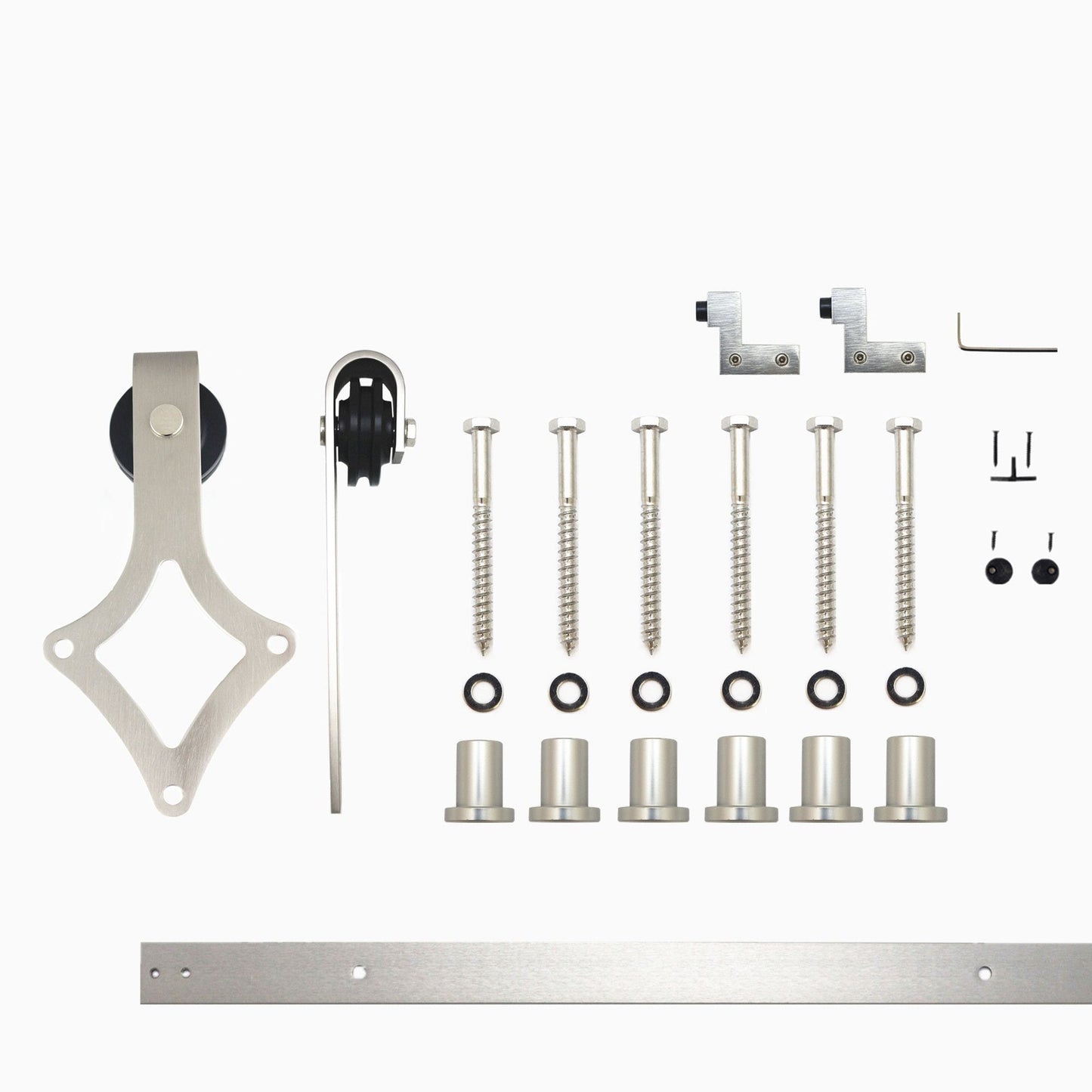 HOMACER 96-in Brushed Nickel Indoor Diamond Single Barn Door Hardware Kit LX1DNZ096C