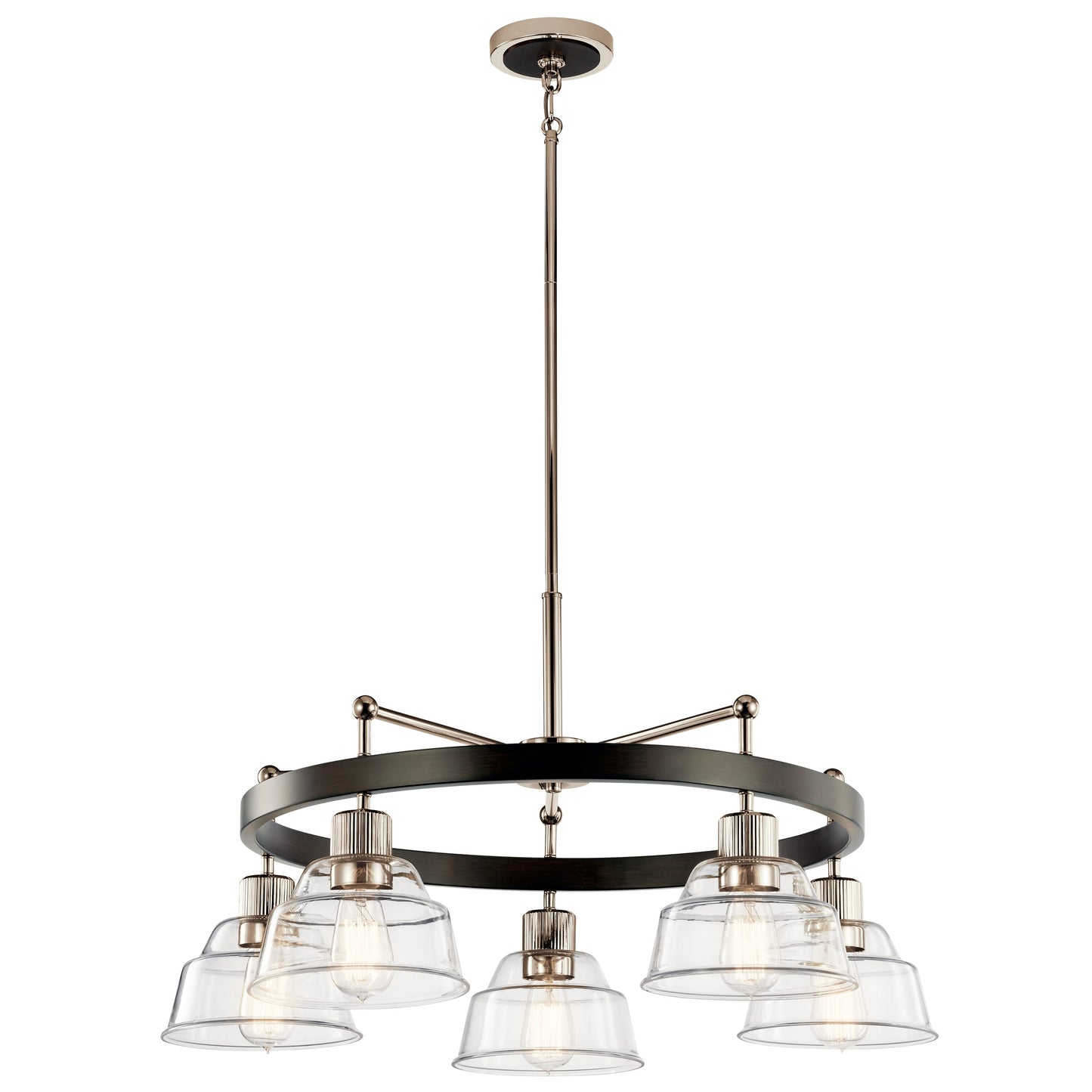 Kichler Eastmont 5 -Light Polished Nickel Industrial For Use in Bedrooms, Dining Rooms, Foyers, Kitchens, Living Rooms Chandelier 4663025
