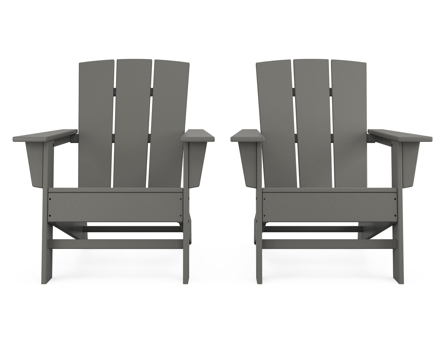 allen + roth by POLYWOOD Oakport Set of 2 Slate Grey HDPE Frame Stationary Adirondack Chair with Slat Seat