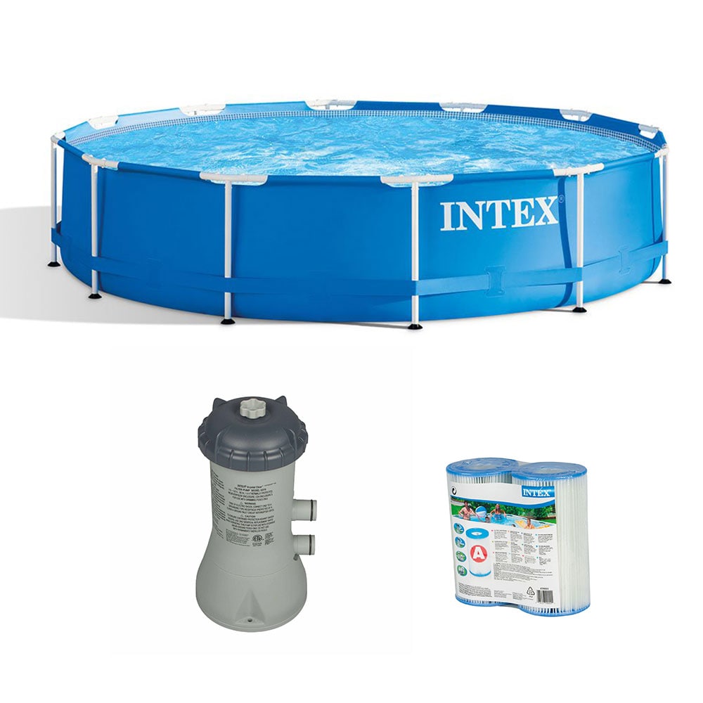 Intex 12-Feet x 30-Feet x 30-Inches Steel wall panels Round Above-Ground Pool with Filter Pump