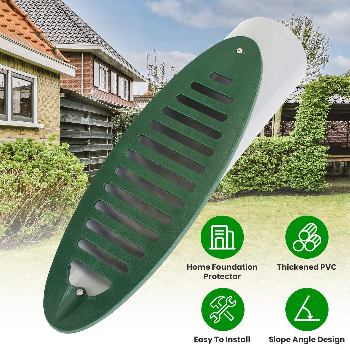 4Inch Green Angled Yard Drainage Pipe With Sloped Grate Yard Drain Emitter For Sump Pump Discharge Downspout Extensions Inlet Outlet Yard Drain Compatible With 4†Connections