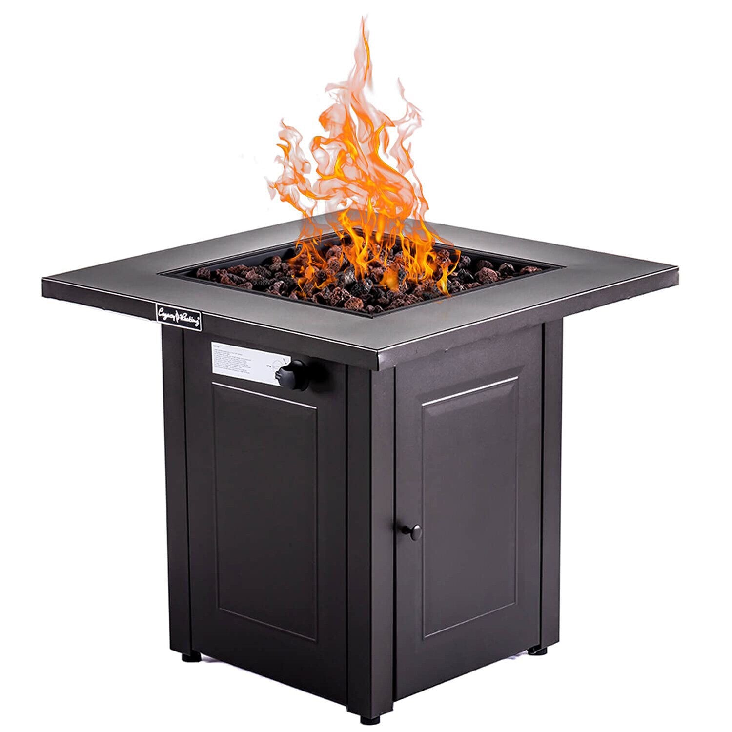GZMR Fire Pits Table 28-in W Brown Portable Steel Square Tabletop Liquid propane Fire table