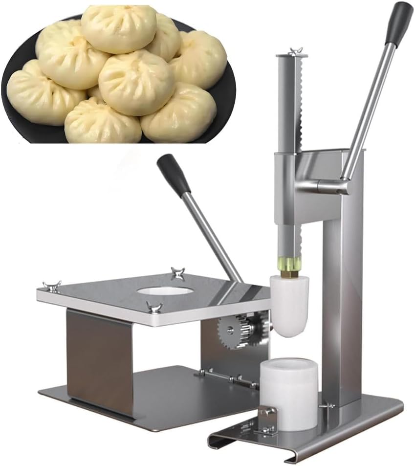 Baozi Maker with Dough Press Machine, Closing Machine and 3 PE Molds, Manual Chinese Bun Making Machine for Cooking Delicious Baozi