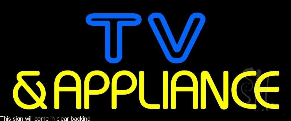 Tv And Appliance 3 Clear Backing Neon Sign 10" Tall x 24" Wide
