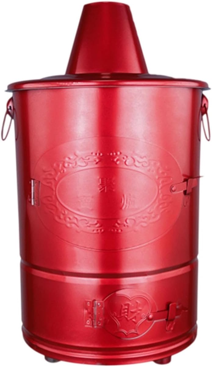 Stainless Steel Firepit Incinerator Paper Burner with Lid Burn Barrel for Outside Burning Trash Leaves Bonfire fire Pit with Handle for Home and Garden.(Extra Large-Red)