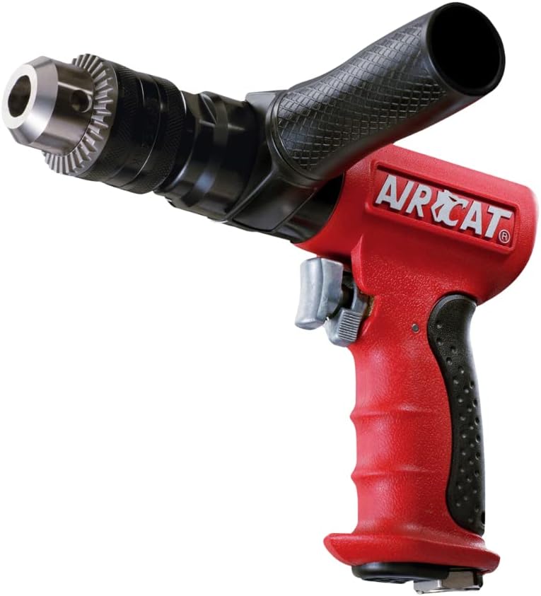 AIRCAT Pneumatic Tools 4450: 1/2-Inch Reversible Composite Drill Air Tool, Side Handle, 400 RPM, .60 HP Motor