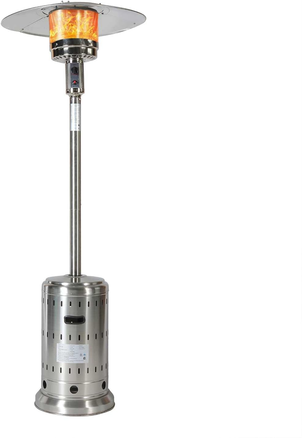 48,000 BTU Outdoor Propane Patio Heater with Round Table & Wheels, Stainless Steel Burner, Safety Shut-Off, Adjustable Heat Control, Waterproof Cover for Patio, Garden, Backyard, Commercial Use