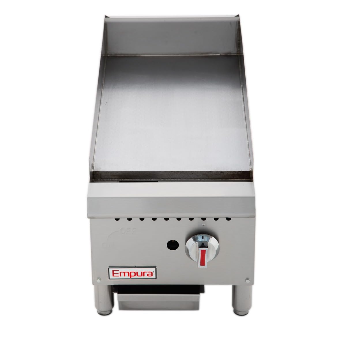EMPURA 12" Countertop Gas Griddle | Portable Flat Top Sandwich Griller with Mild Steel 1" Plate for Teppanyaki Cafe Buffet | (1) U-Style Burner, 30,000 BTU | 12"W x 29.96"D x 16.02"H, Stainless Steel