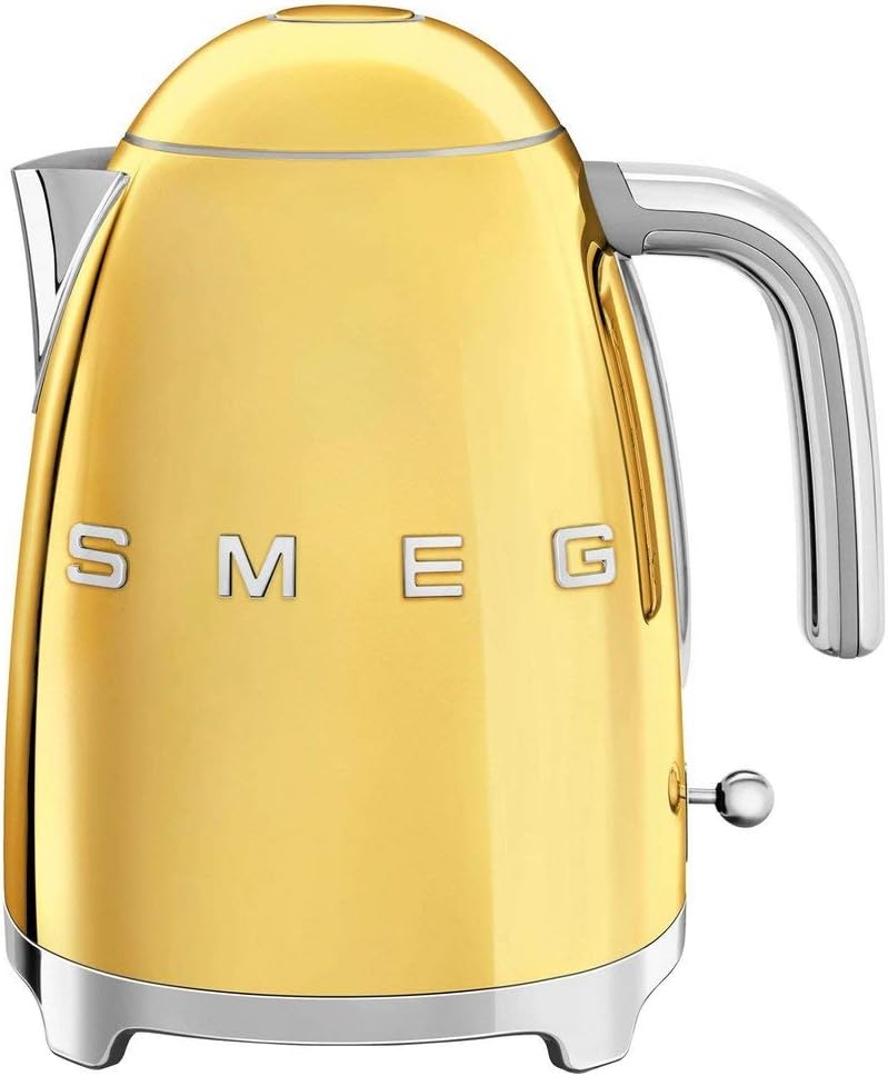 Smeg KLF03GOUS 50's Retro Style Aesthetic Electric Kettle with Embossed Logo, Gold