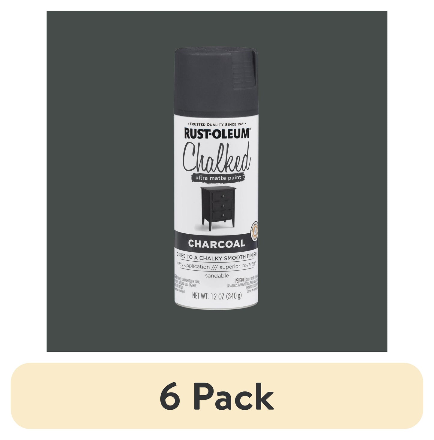 Charcoal, Rust-Oleum Chalked Ultra Matte Spray Paint-302590, 12 oz