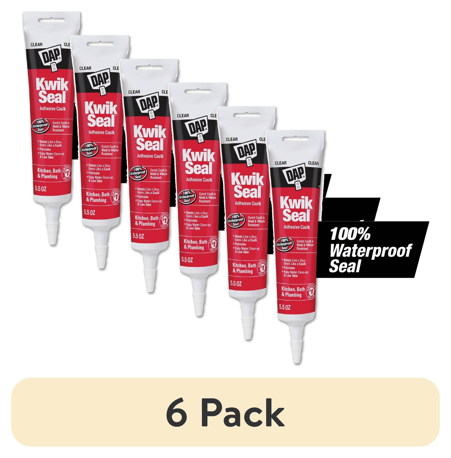 DAP Kwik Seal 5.5 oz Clear Adhesive Kitchen and Bath Acrylic Latex Caulk