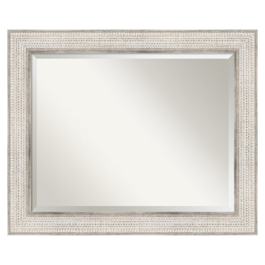 Amanti Art Trellis Silver Frame 34-Inches W x 28-Inches H Rectangle Trellis Silver Framed Vanity Mirror
