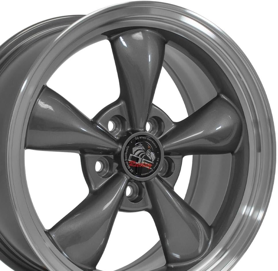 OE Wheels FR01 17 Inch Rim Fits Mustang Bullitt Style 5x114.3 17x8 Gloss Anthracite Machined Lip - Hollander 3448 (1)