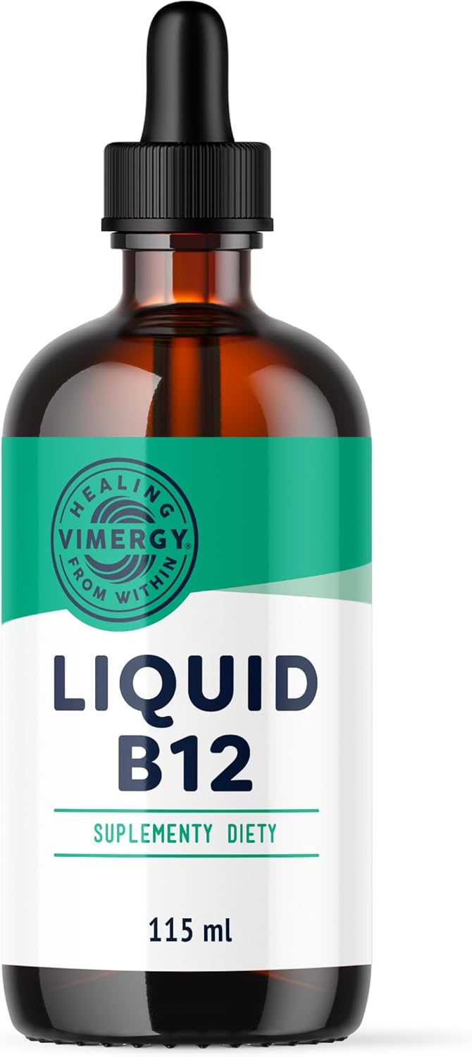 Vimergy Organic Liquid Vitamin B12 Supplement 2500 mcg, Methylcobalamin & Adenosylcobalamin Fast-Absorbing Energy Support USDA Organic, Vegan, Non-GMO B12 Vitamins for Women & Men 115 Serving (115 mL)
