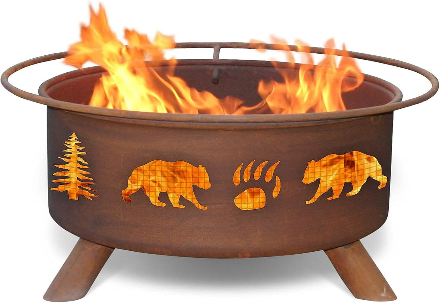 Patina Products F107 Bear Trees Steel Outdoor Fire Pit - 24 x 24 x 11 inch - Natural Rust Patina Finish