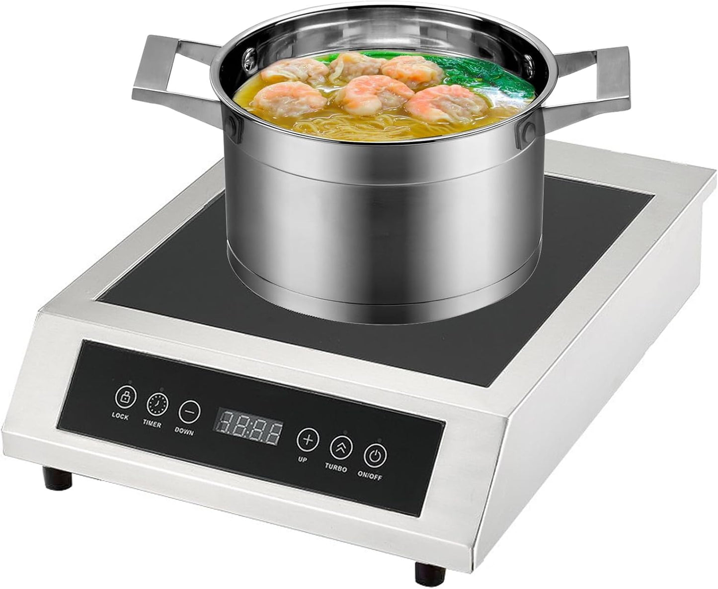 3500w Portable Electric Induction Hob, Commercial Induction Cooktop Load Capacity 110lb, 9 Power Levels Induction Cooktop, Professional Ceramic Portable Stainless Steel Hot Plate With 4 Hours Timer