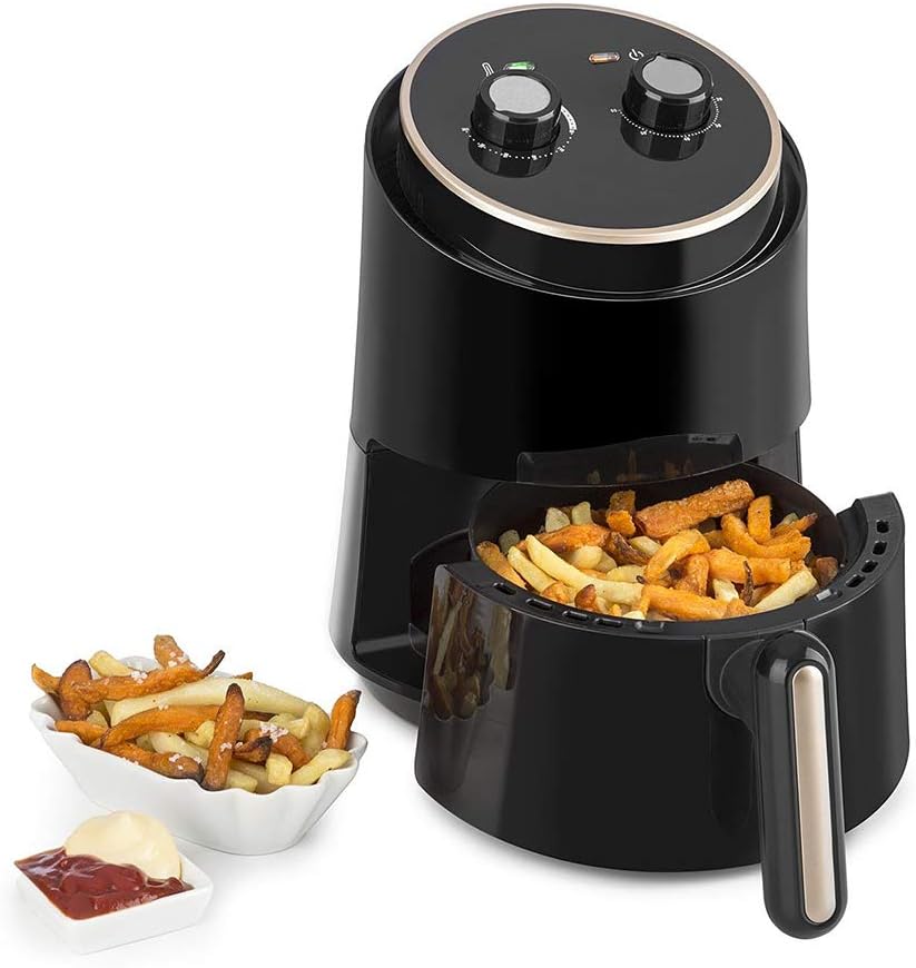 MIAO@LONG Air Fryer 1230 Watts 1.5L Capacity Overheat Protection for Healthy Oil-Free Cooking Non-Stick Easy to Clean Black