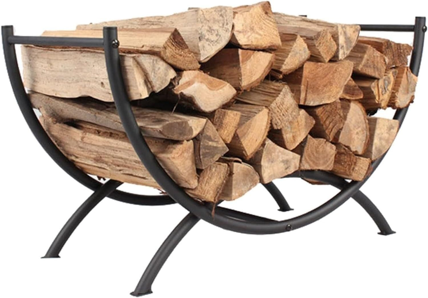 Firewood Rack,Firewood Holder, Semicircle Log Store Rack Indoor Black Small Firewood Rack Holder for Outdoor Camper Fireplace