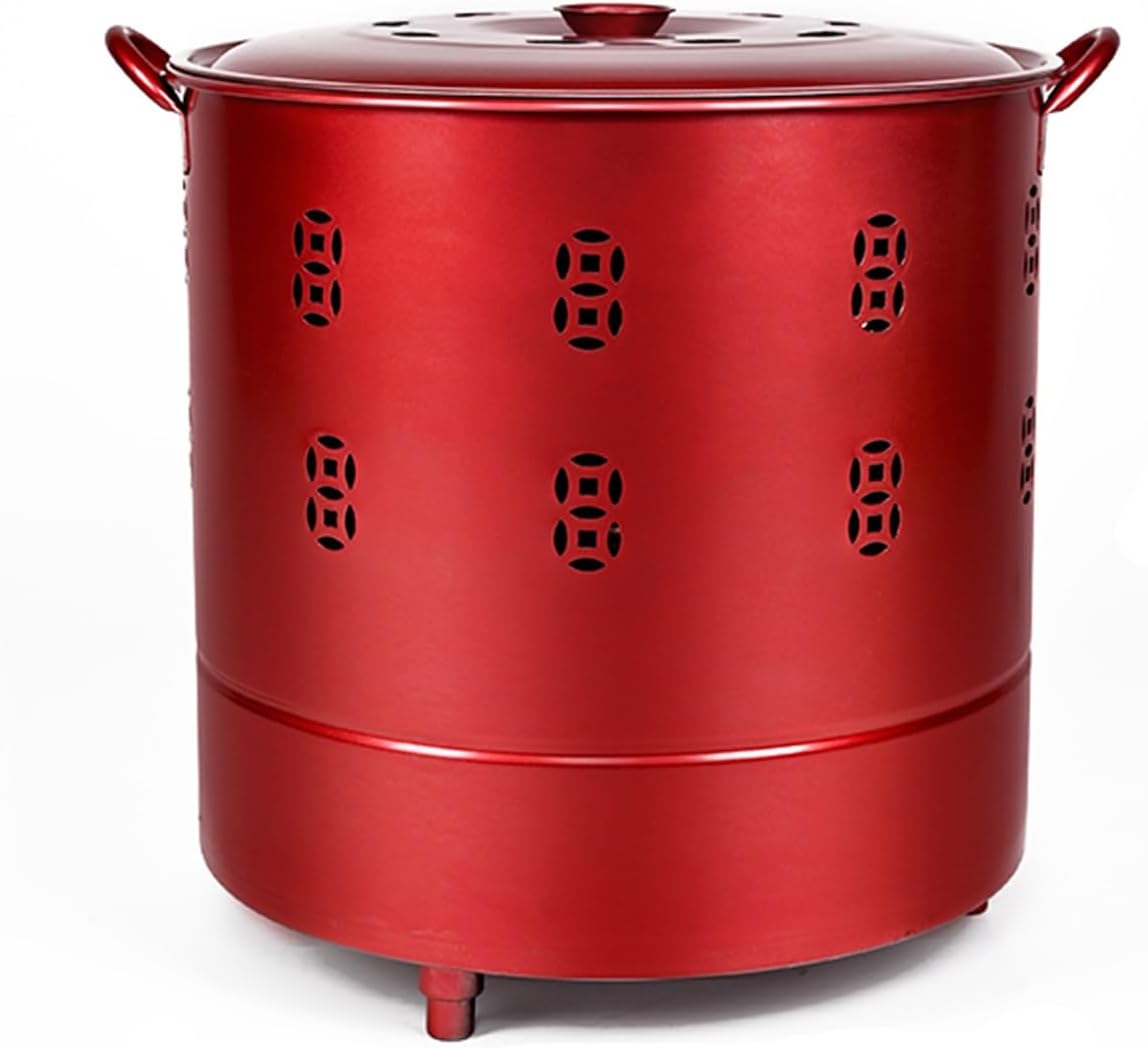 Burn Barrel Stainless Steel Fire Pit Paper Burner Yard Waste Incinerator Burn Barrels for Outside for Burning Trash Burn Cage for Garden Paper Leaf Trash Wood Backyard Bonfire.(Red-Small-35x35CM\/13.8x