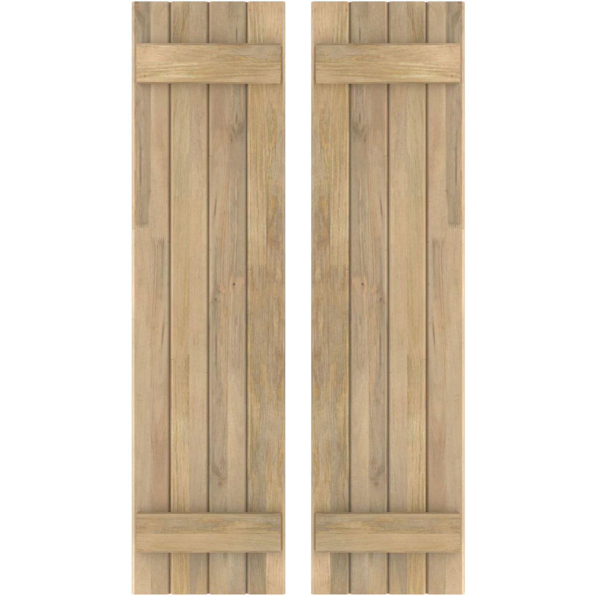 Ekena Millwork 14-in W x 83-in H Unfinished Paintable/Stainable Board and batten Spaced Wood Exterior Shutters ( 2 -Pack )