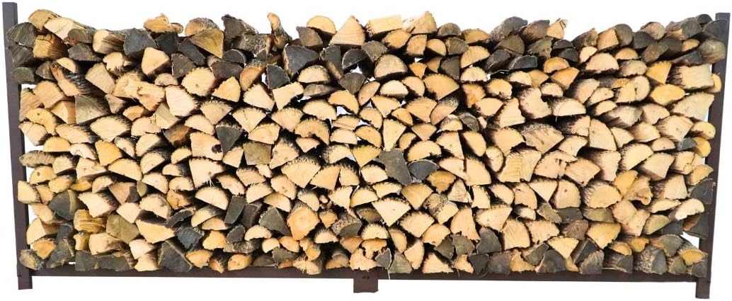 Woodhaven 10 Foot Brown Outdoor Firewood Rack No Cover - Made In USA - Holds 1/2 Plus Cord Of Firewood And Logs - Brown UV-Stable Powder Coat Finish