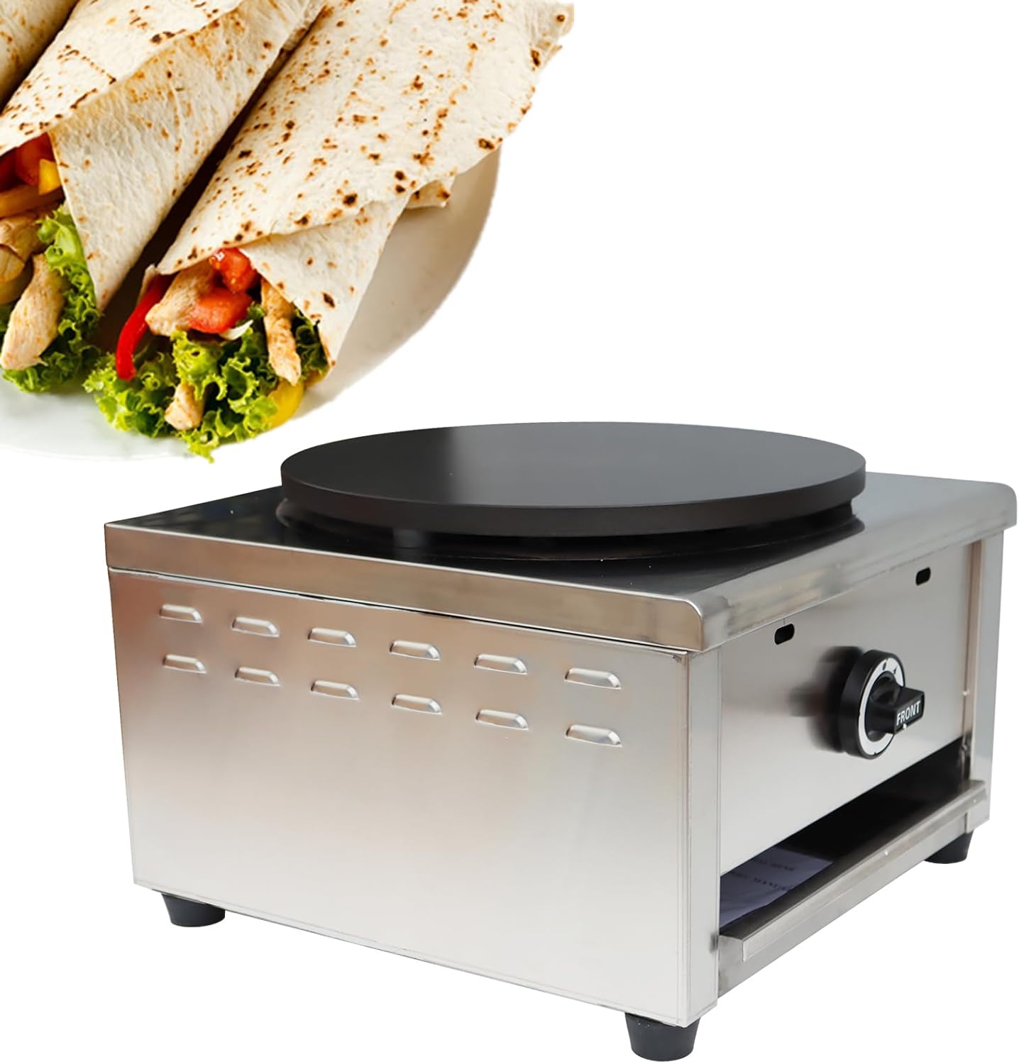 Single Head Pancake & Crepe Maker Dia 15.75in Commercial Pancake Fruit Machine 2800Pa LP Gas Nonstick Crepe Pancake Maker Machine for Home Restaurants Snack Stalls Canteens