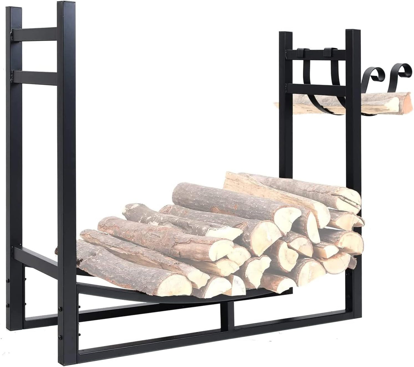 30" Tall Firewood Rack Indoor Outdoor Fireplace Wood Storage Rack Wood Stand Heavy Duty Wood Container Stacking Organizer with Kindling Holder