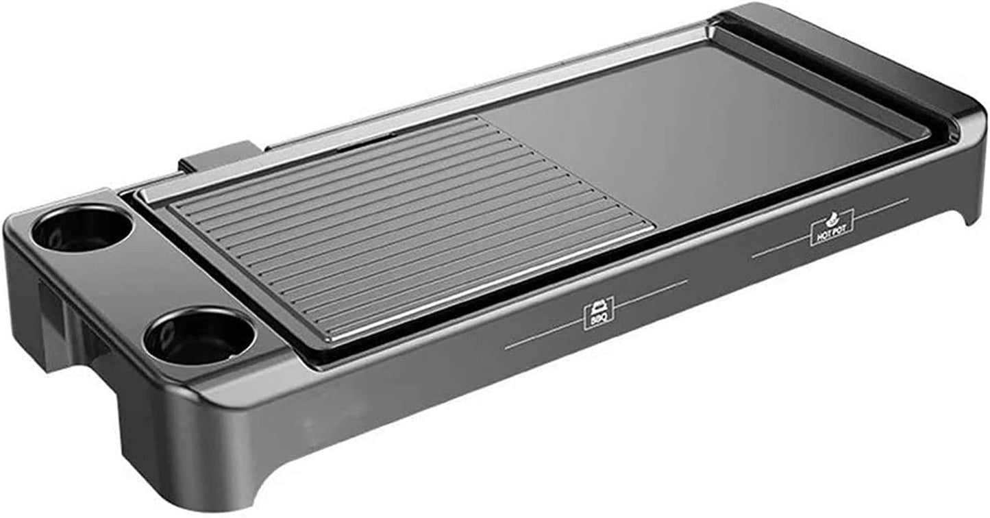 Electric Griddle Indoor Grill Smokeless Coated Non-Stick Pancake Griddle with Cool-Touch Handle 5-Level Control,1500W, Black,Household Nonstick Electric Griddle