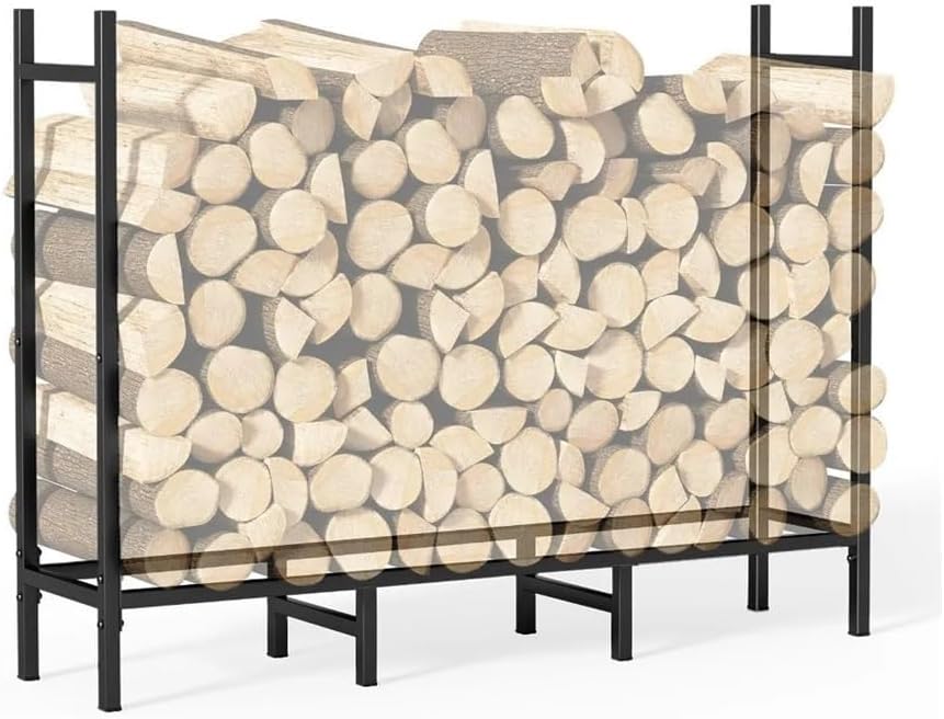 Firewood rack 4ft Outdoor Indoor Firewood Rack Holder For Fireplace Wood Storage Adjustable Stacker Stand Heavy Duty Fire Logs Firewood storage rack