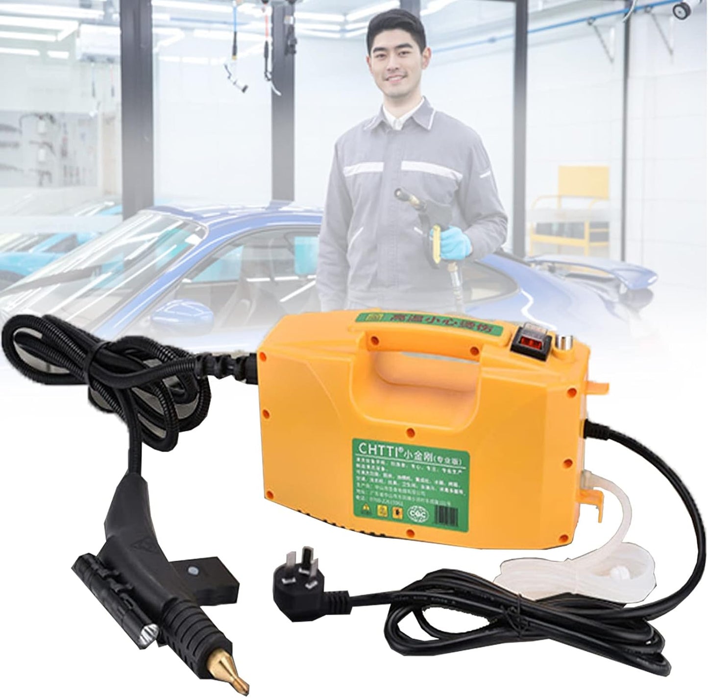 2600W Steam Cleaner,High Temperature Steam Cleaner,for Most Floors,Counters,Appliances,Windows,Powerful Steam/Fast Descaling/Cycle Descaling,Yellow
