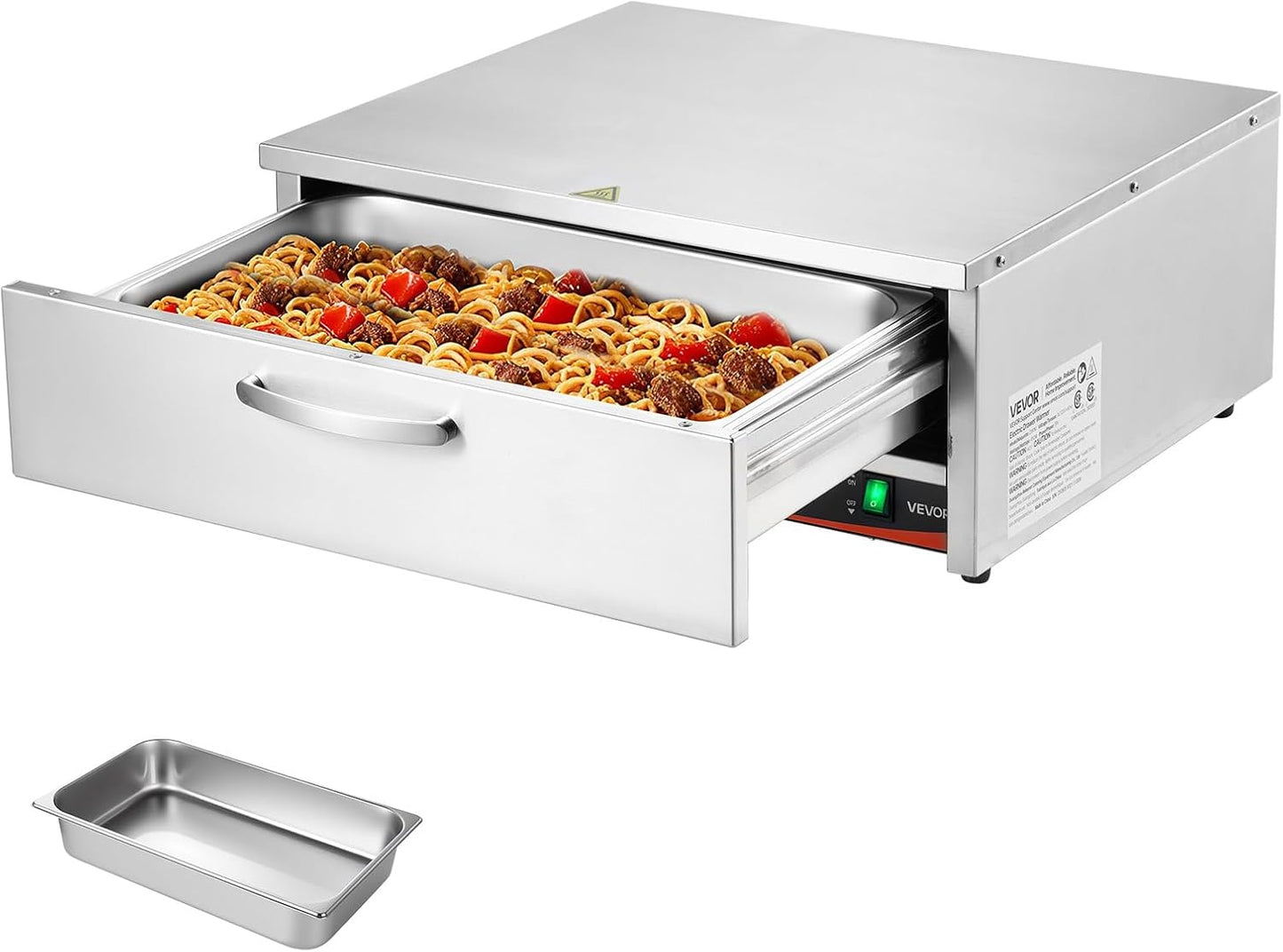 VEVOR Commercial Electric Drawer Warmer, Single-Drawer Stainless Steel Food Warmer, Freestanding Compact Warming Drawer Cabinet, 85°F\u2013185°F Wide Temperature Range, for Restaurant, Hotel & Bakery