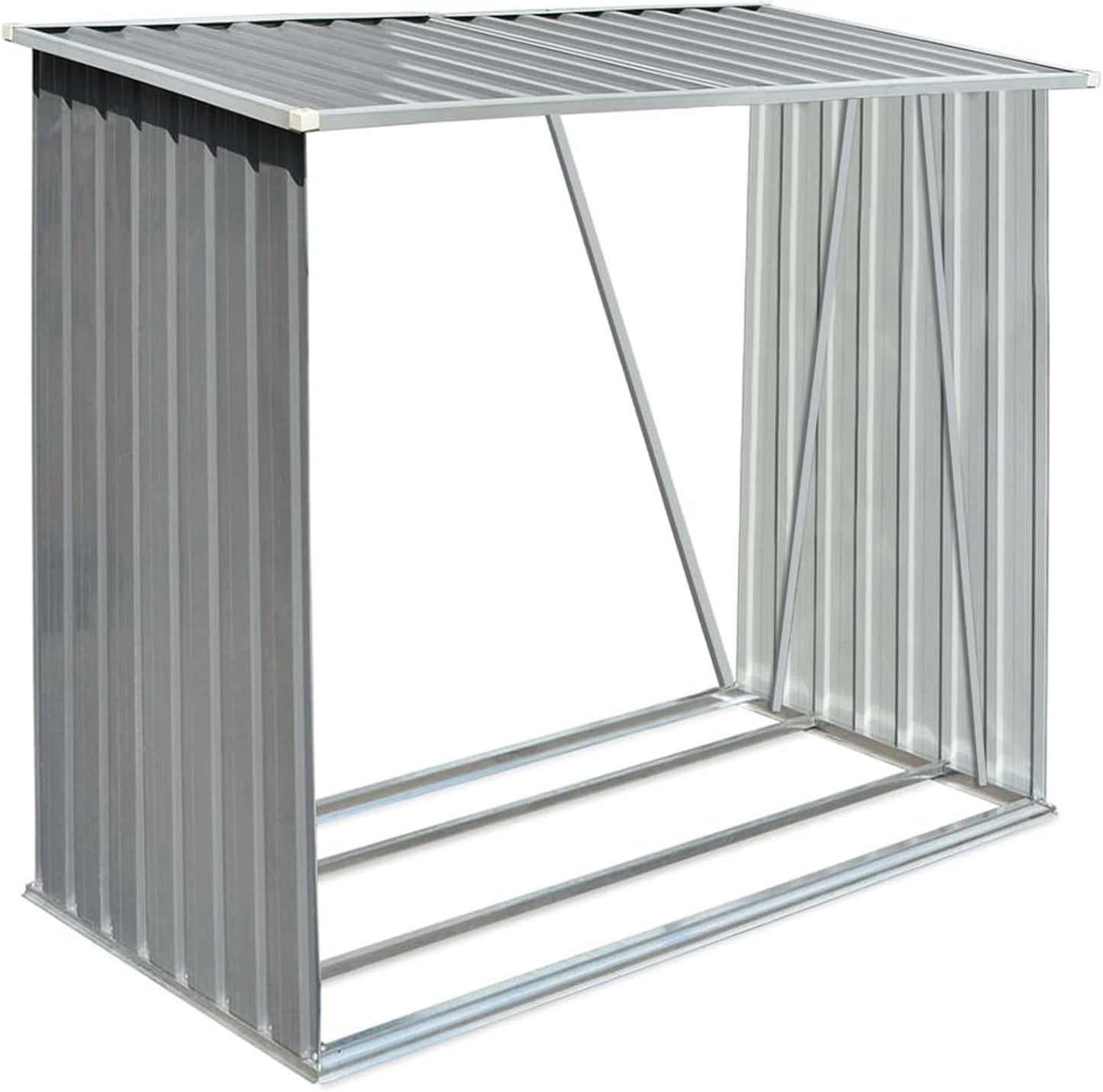 Tidyard Firewood Rack Stand, Heavy Duty 4ft Logs Holder Metal Wood Storage Shed Galvanized Steel 64.2x32.7x60.6 Inches for Outdoor Indoor Fireplace Stacker Organizer