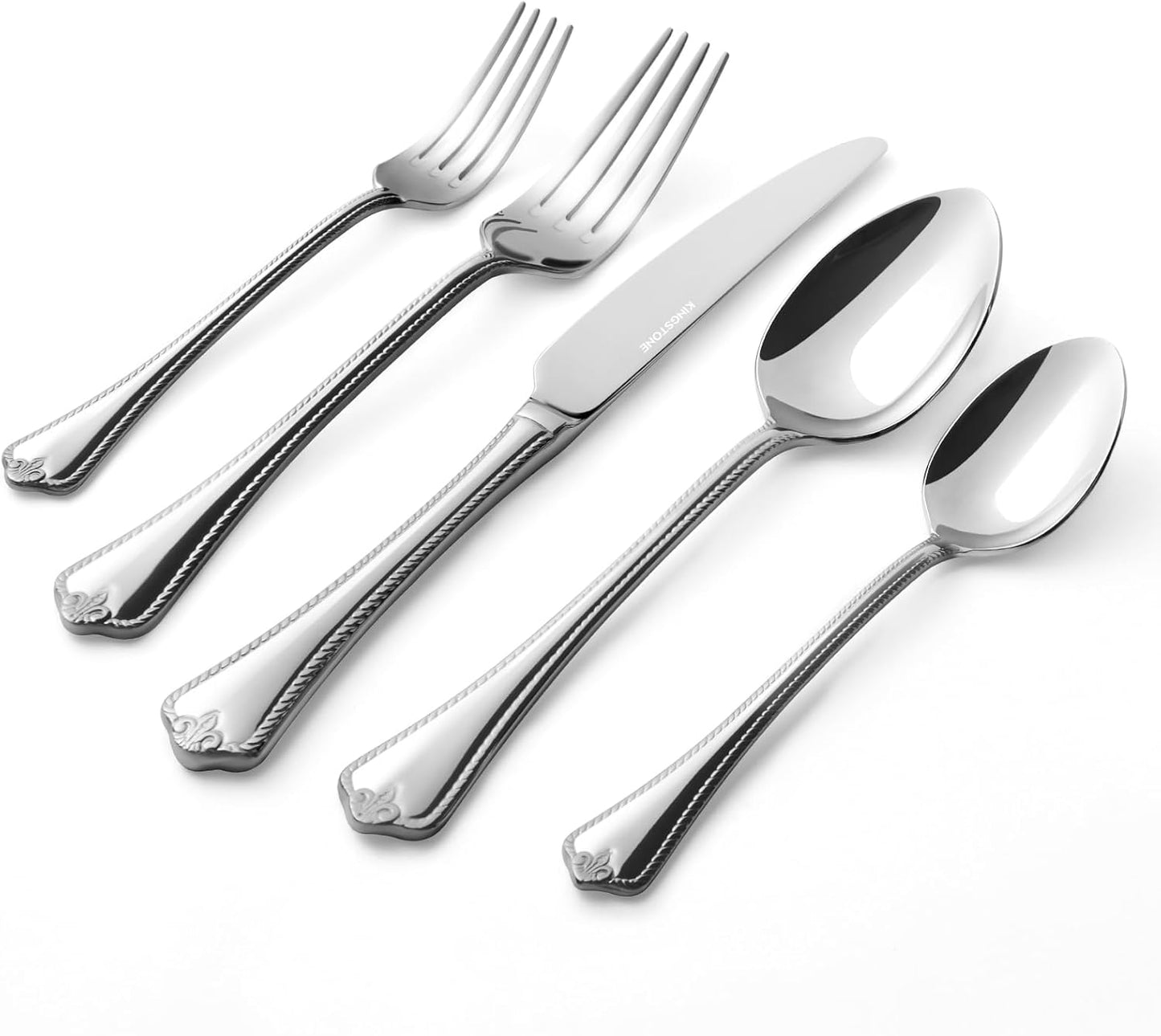 KINGSTONE Silverware Set, 40-piece 18\/10 Stainless Steel Flatware Set Cutlery Set for 8, for Kitchen, Home, Wedding, Party, Mirror Polished and Dishwasher Safe, Featured Gifts
