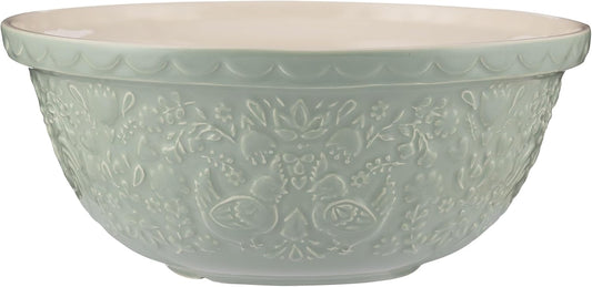Mason Cash Home to Roost Mixing Bowl | 29cm Earthenware Bowl with Embossed Hen & Cockerel Design | 4L Capacity | Classic Bakeware for Dough, Pastry & Cake Mixing | Dishwasher & Freezer Safe