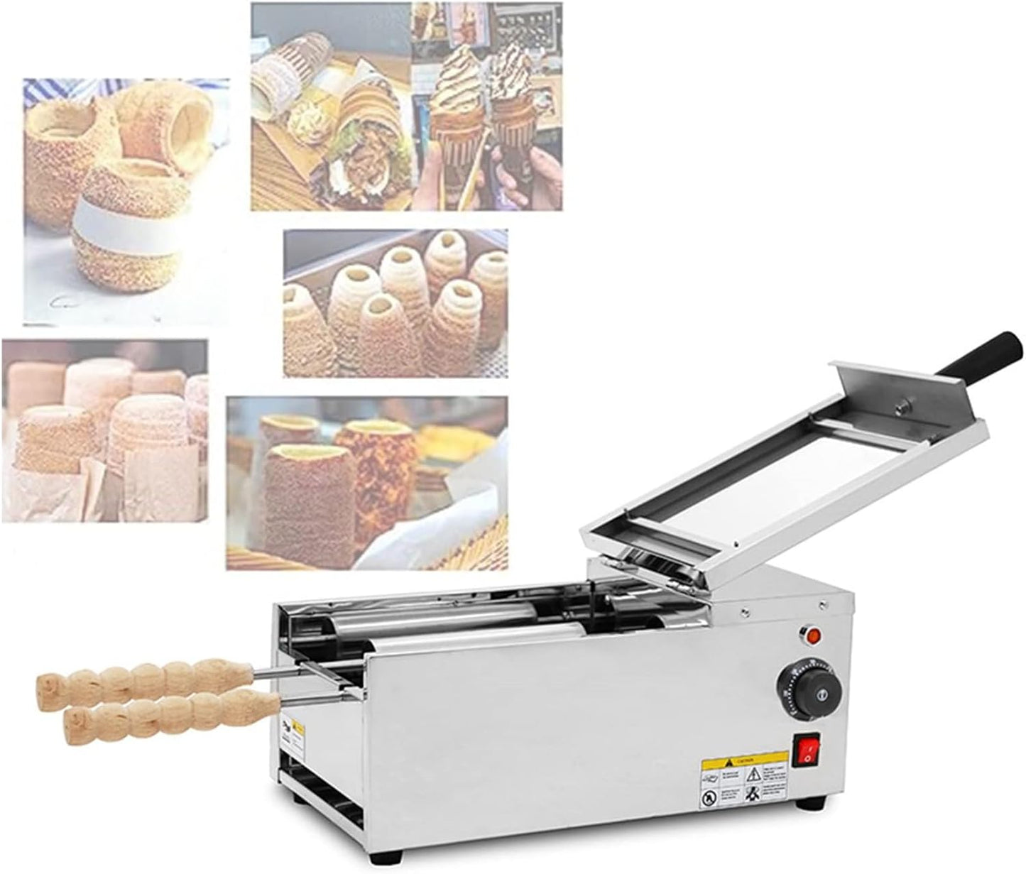 Electric Ice Cream Cone Machine, 1500WCommercial Chimney Cake Machine, Chimney Bread Roll Grill Maker for Restaurant Home Kitchen Snack Bar,110V