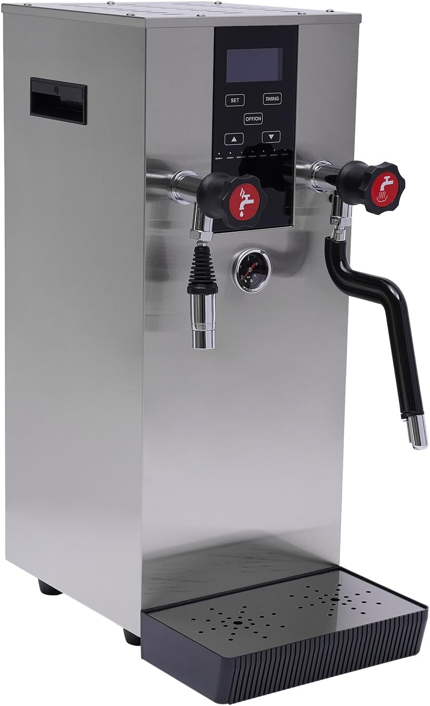 Commercial Steam Boiler, Multifunctional Milk Frother 12l Steam Milk Frother Automatic Boiling Electric Milk Frother Led Display Espresso Tea Coffee Shop Dessert Shop Hotel Milk