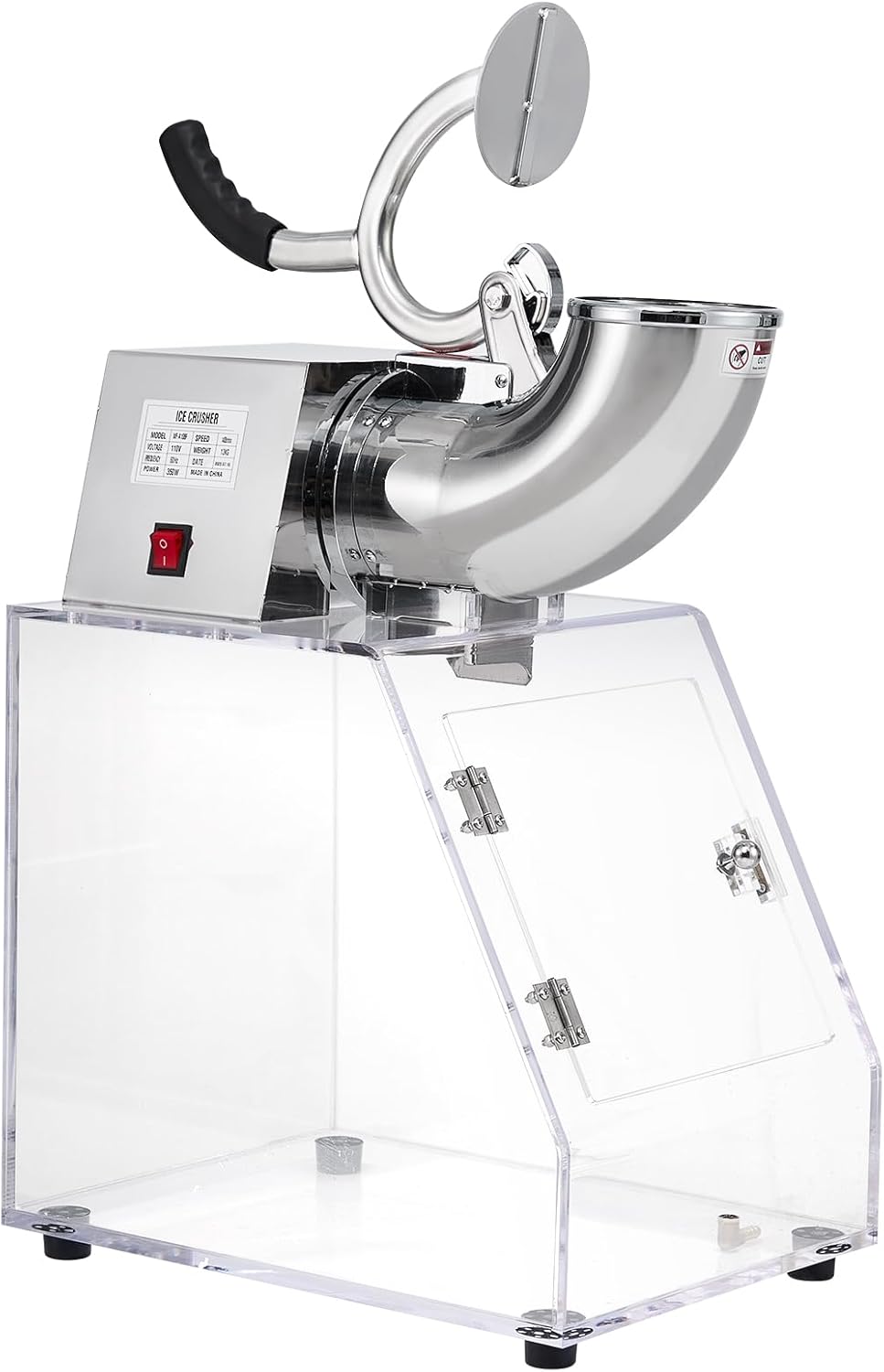 Electric Snow Cone Machine,Commercial Ice Crusher, 440LB/H High-Efficiency Ice Crusher with Dual Stainless Steel Blades, Quick-Clean 40L Bin Shaved Ice Maker for Home, Restaurants,Acrylic