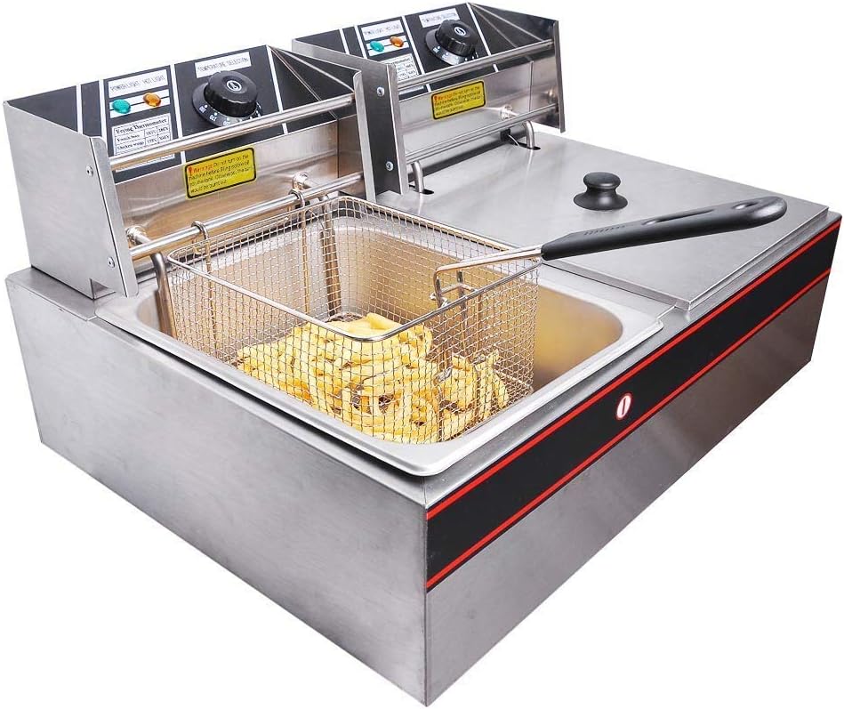 FROTH & FLAVOR Dented Body New Unused Electric Double Deep Fryer, 8+8 L (Silver)