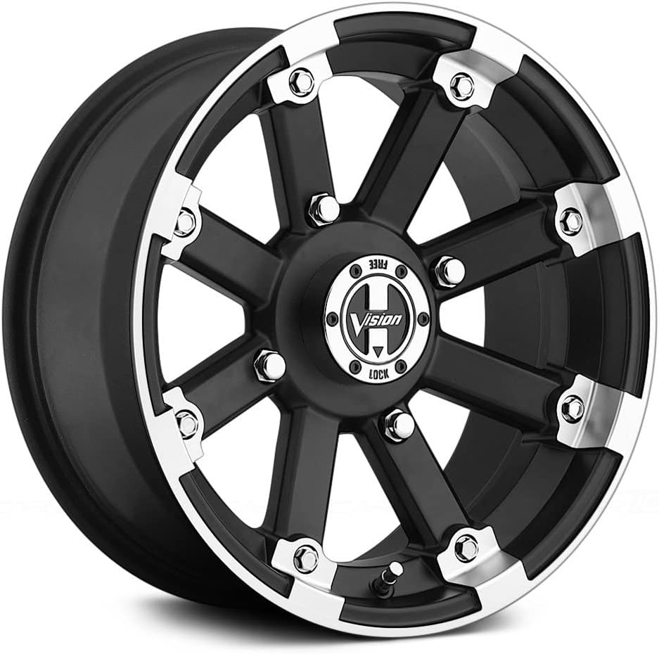 Vision 393 Lockout ATV/UTV 15x8 4x110-10mm Black/Machined Wheel Rim 15" Inch