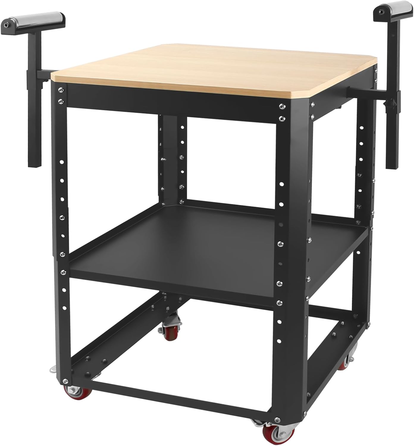 Rolling Planer Stand,550 lbs Load Capacity Tool Stand with Wheels, Height Adjustable Miter Saw Planer Table with Extension Rollers, for Most Planers, Saws, Bench-top Machines, Power Tools