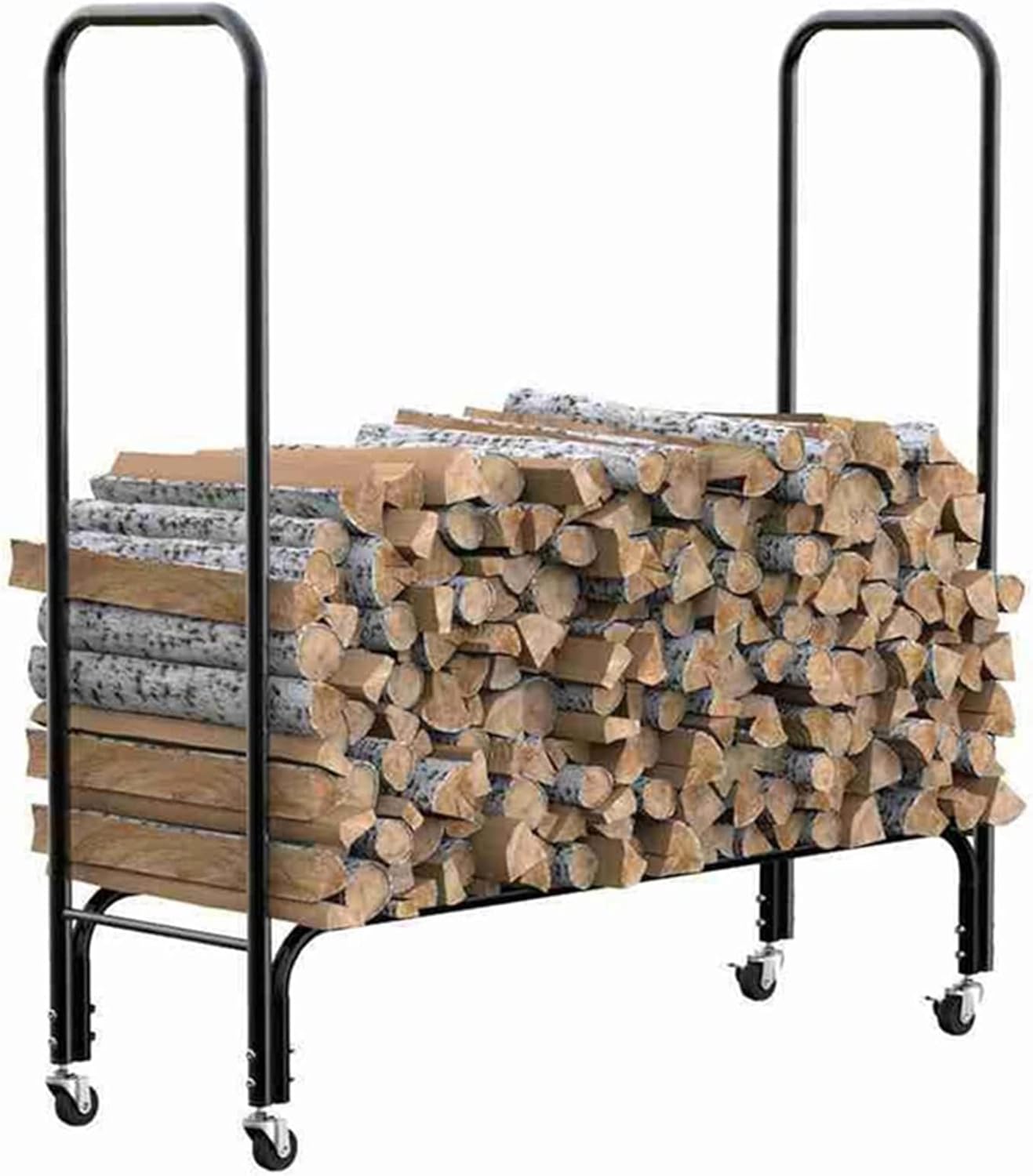 Portable Metal Firewood Rack for Outdoor Use Curved Design for Creative Storage of Firewood Logs and Firelighters