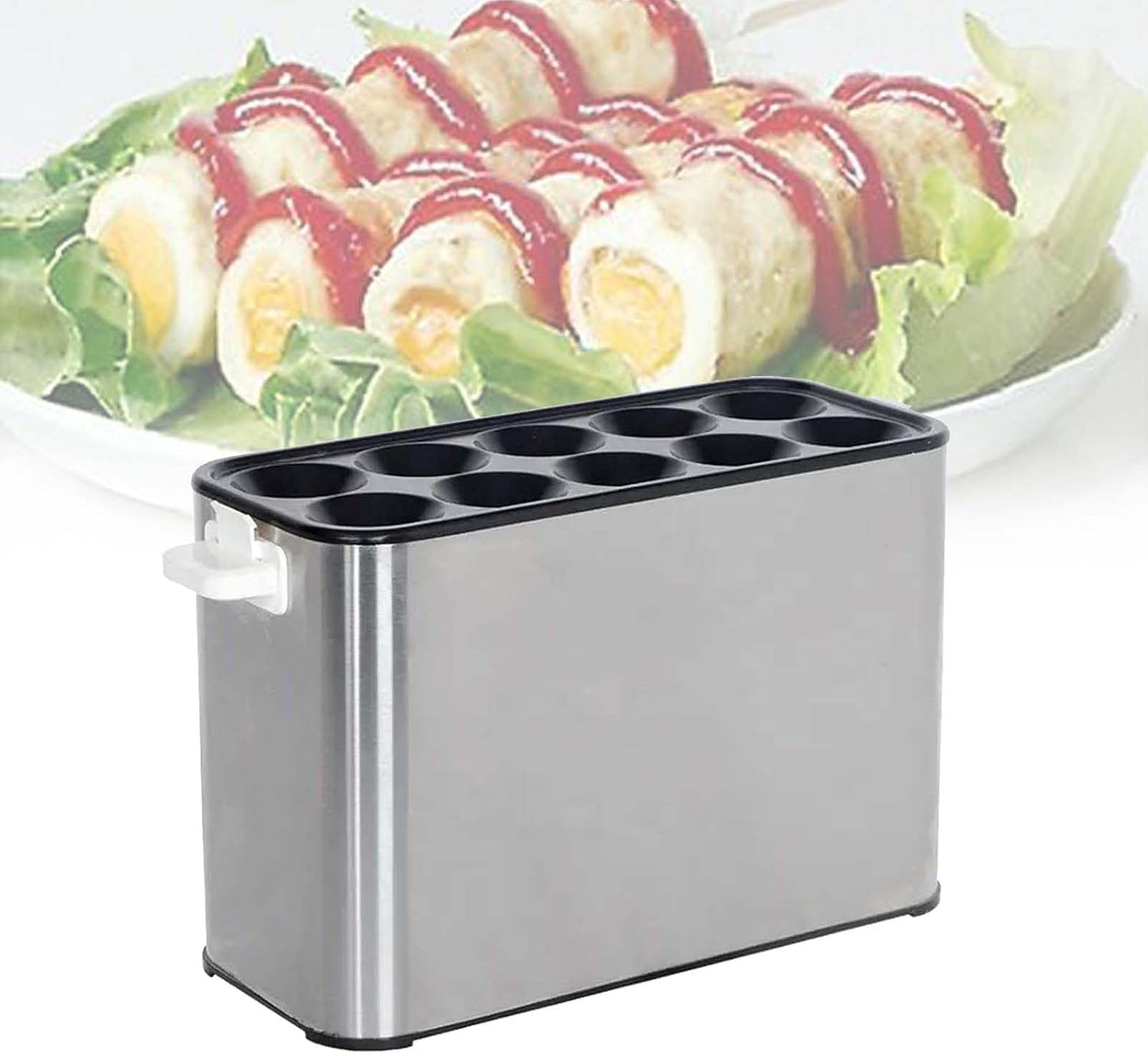 NYMFEA Automatic Electric Omelette Maker, 10 Hole Electric Maker, Independent Switch, Auto-Rising Egg Rolls, Ideal for Home, Convenience Stores, Restaurants