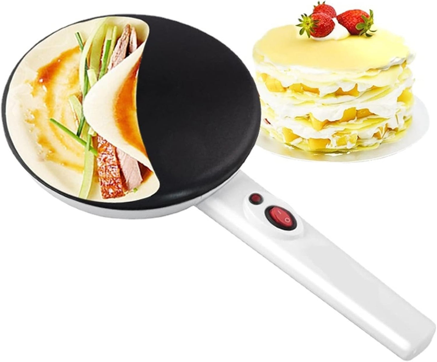Electric Griddles, Electric Crepe Maker 20cm Machine Fast Heating Pancake Pan Food Grade Coating Cast Iron Frying Bracket for Pancakes