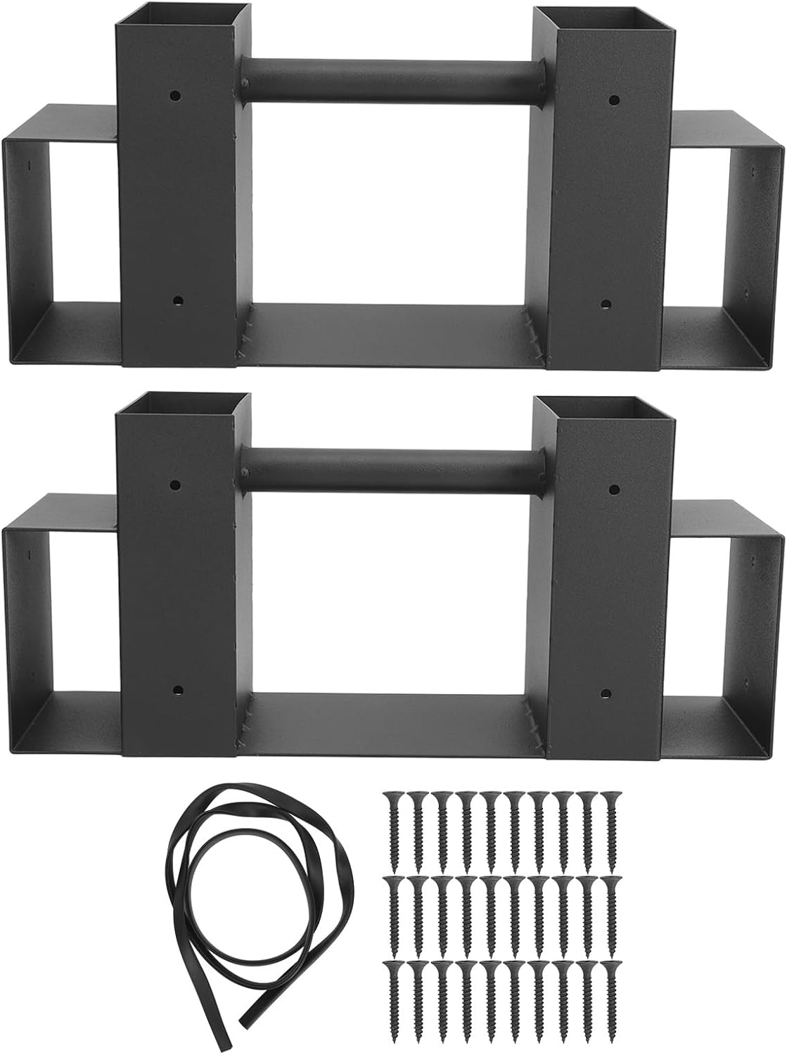 Firewood Log Storage Rack Bracket Kit | 2 Pack Robust Iron Holder | Adjustable Wood Rack for Indoor/Outdoor/Fireplace | with Screws & Protective Strip