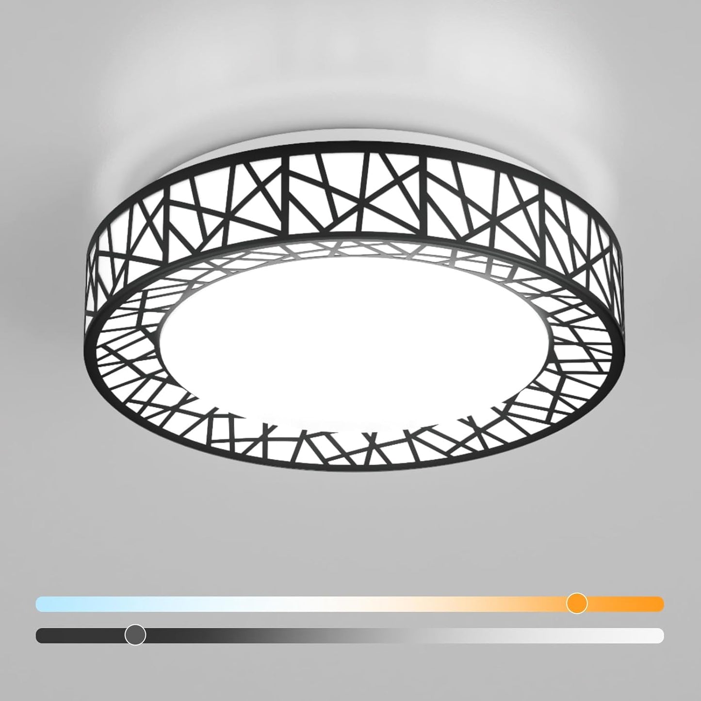 Lightania 12 Inch Flush Mount Ceiling Light, Modern Black LED Ceiling Light Fixture, 20W 1400LM 2700-6500K Adjustable, Dimmable Ceiling Lights for Bedroom, Kitchen, Hallway, Bathroom, ETL Listed